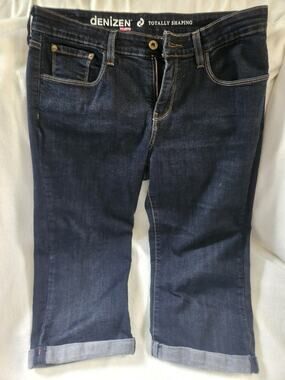 Denizen from Levis Womens Capri Jeans Dark Wash Button Flap Back Pockets Size 12